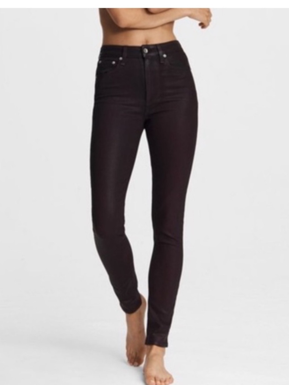 NWT Rag & Bone high rise skinny coated black womens jeans size 24